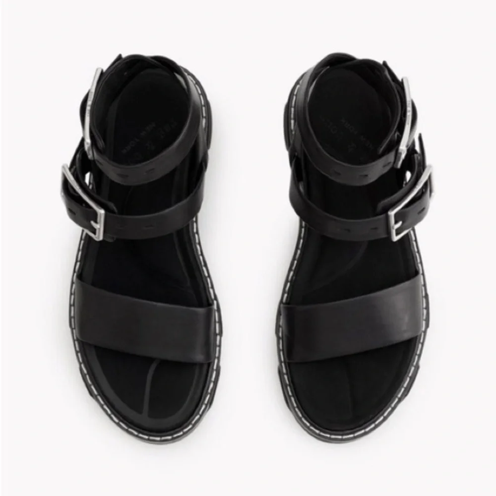 Rag & Bone Black Chunky Sandals with Leather Straps
